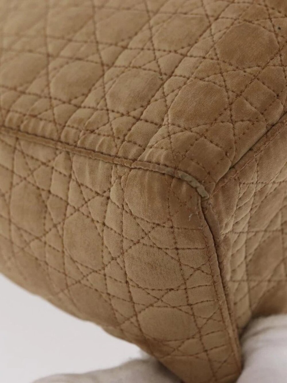 Christian Dior Lady Dior Canage Hand Bag Nylon Beige Gold - Picture 10 of 16